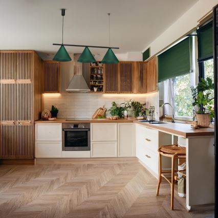 Lampa wisząca na przewodzie CAPITAL 3xGX53/15W/230V zielona