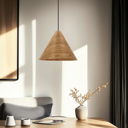 Lampa wisząca na przewodzie CONO 1xE27/40W/230V, okleina dębowa