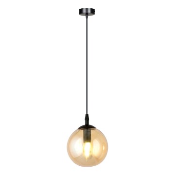 Lampa wisząca na przewodzie COSMO 1xE14/10W/230V śr. 14 cm czarny/dymowy beż