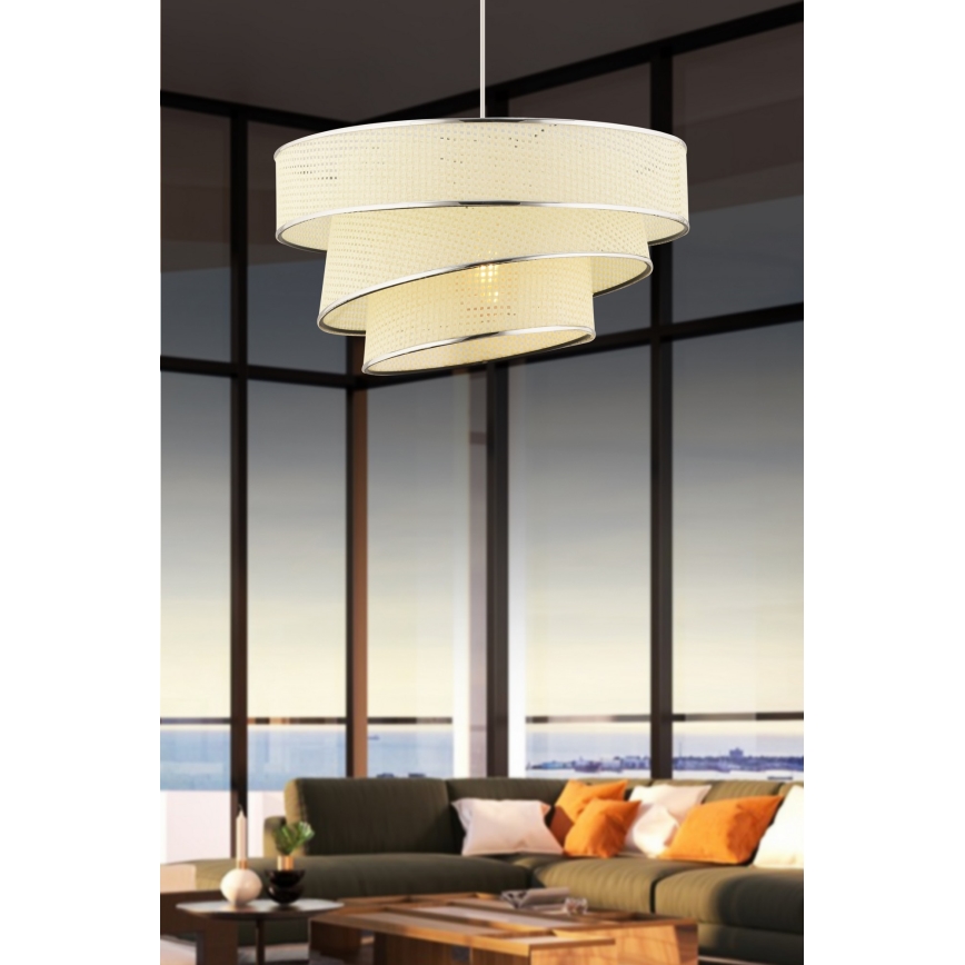 Lampa wisząca na przewodzie COUPER 1xE27/60W/230V biała/błyszczący chrom