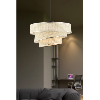 Lampa wisząca na przewodzie COUPER 1xE27/60W/230V kremowa / błyszczący chrom