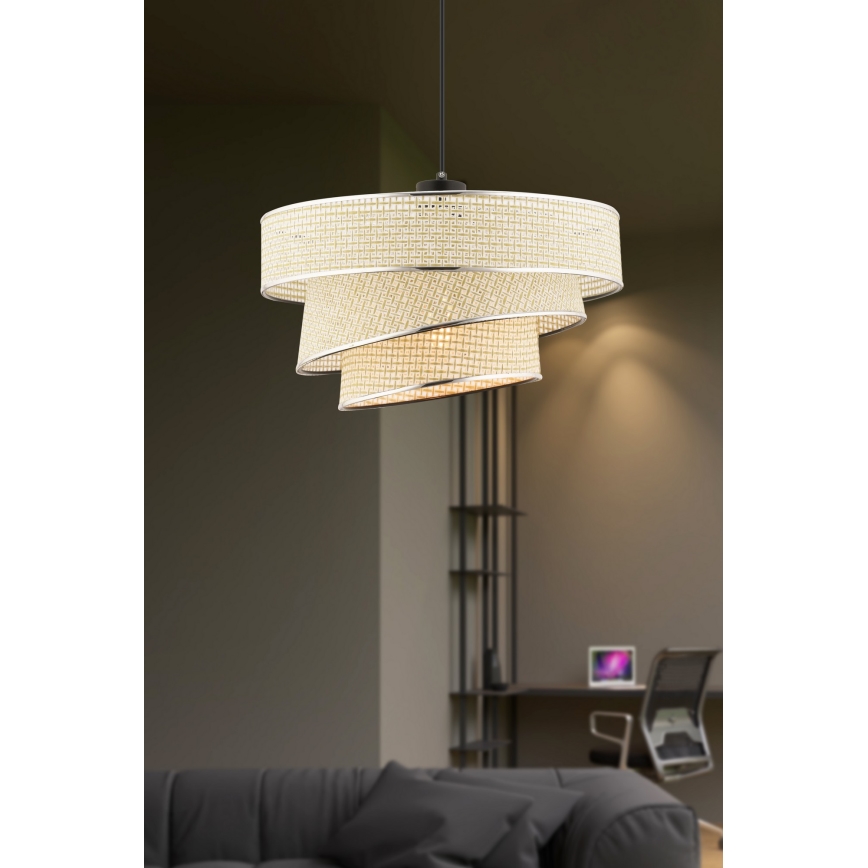 Lampa wisząca na przewodzie COUPER 1xE27/60W/230V kremowa / błyszczący chrom