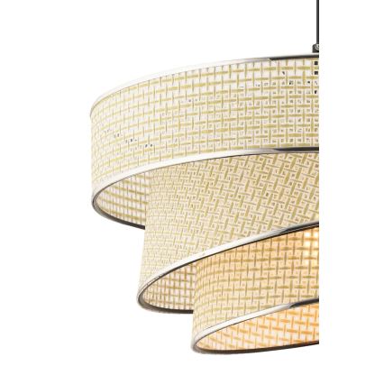 Lampa wisząca na przewodzie COUPER 1xE27/60W/230V kremowa / błyszczący chrom