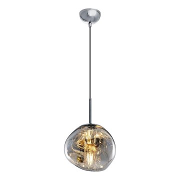 Lampa wisząca na przewodzie CRUMPLED 1xE27/24W/230V śr. 18 cm przydymione szkło