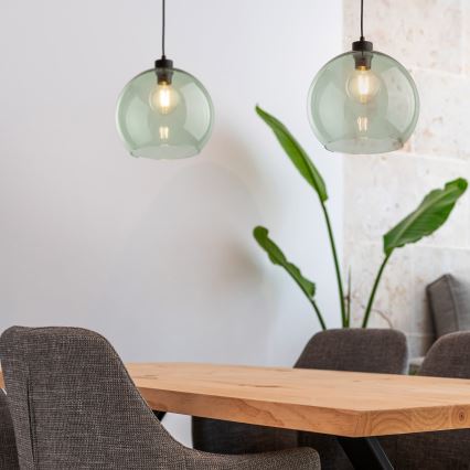 Lampa wisząca na przewodzie CUBUS 1xE27/15W/230V czarna/dymna zieleń