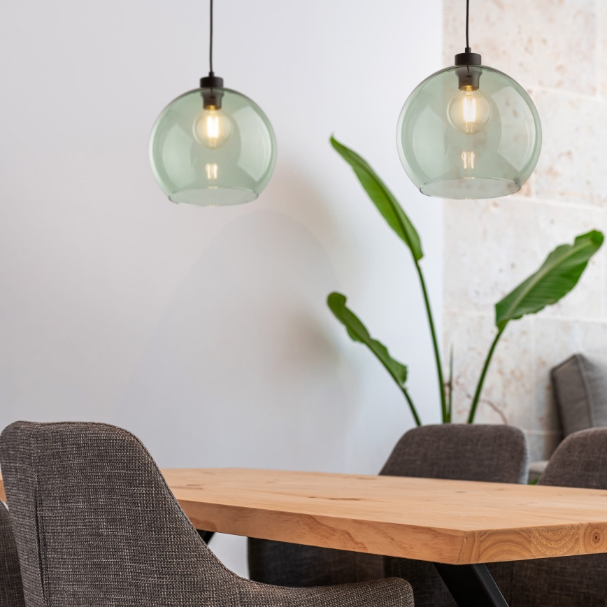 Lampa wisząca na przewodzie CUBUS 1xE27/15W/230V czarna/dymna zieleń