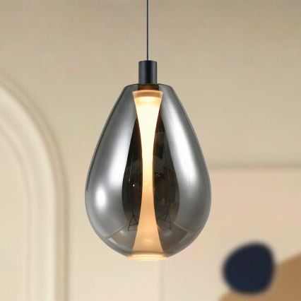 Lampa wisząca na przewodzie DENSO 1xGU10/10W/230V śr. 30 cm czarny chrom