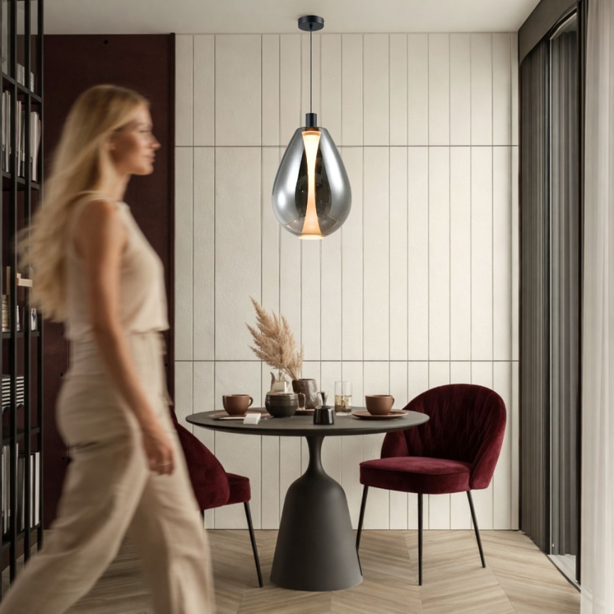 Lampa wisząca na przewodzie DENSO 1xGU10/10W/230V śr. 30 cm czarny chrom