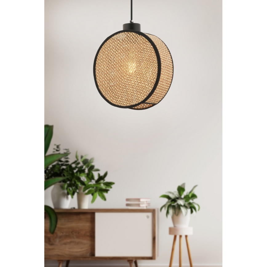 Lampa wisząca na przewodzie DRUM 1xE27/60W/230V brązowa/czarna