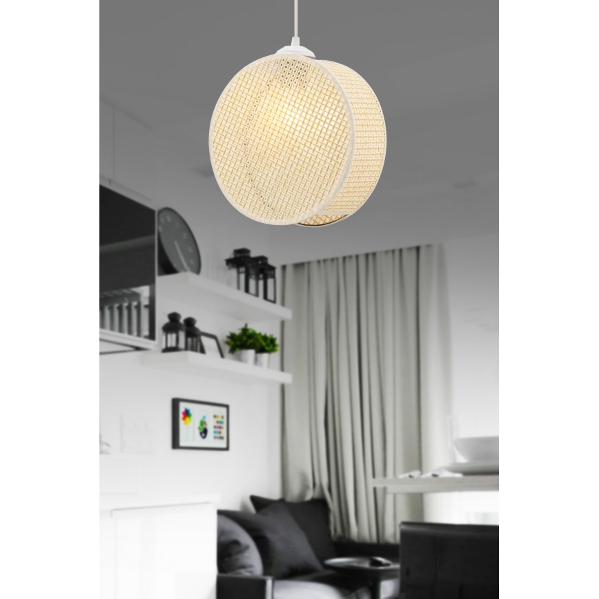 Lampa wisząca na przewodzie DRUM 1xE27/60W/230V kremowa