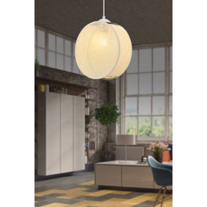 Lampa wisząca na przewodzie DRUM 1xE27/60W/230V kremowa