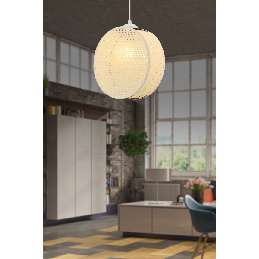 Lampa wisząca na przewodzie DRUM 1xE27/60W/230V kremowa