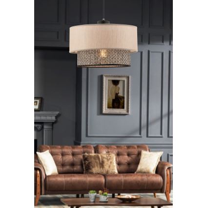 Lampa wisząca na przewodzie ECHO 1xE27/60W/230V beżowa/szara