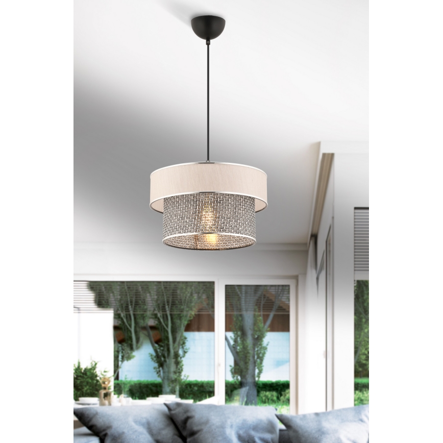 Lampa wisząca na przewodzie ERO 1xE27/60W/230V kremowa/szara