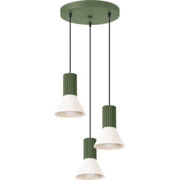 Lampa wisząca na przewodzie ESTRIA 3xE14/10W/230V Ø 30 cm zielona