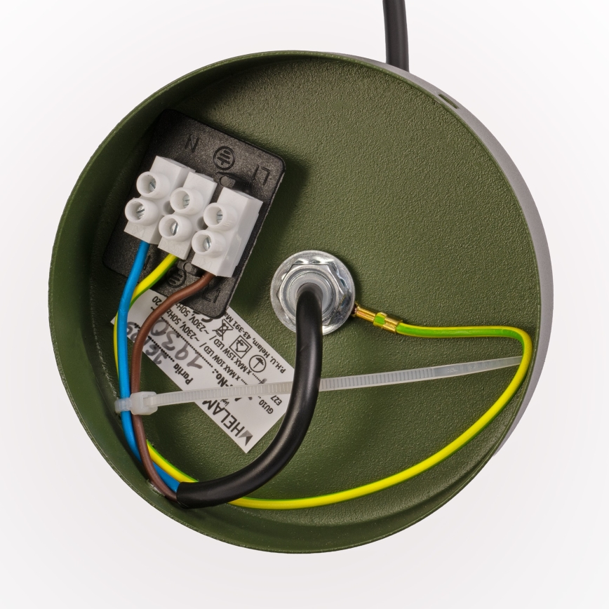 Lampa wisząca na przewodzie ETNA II 1xE27/15W/230V śr. 25 cm zielona