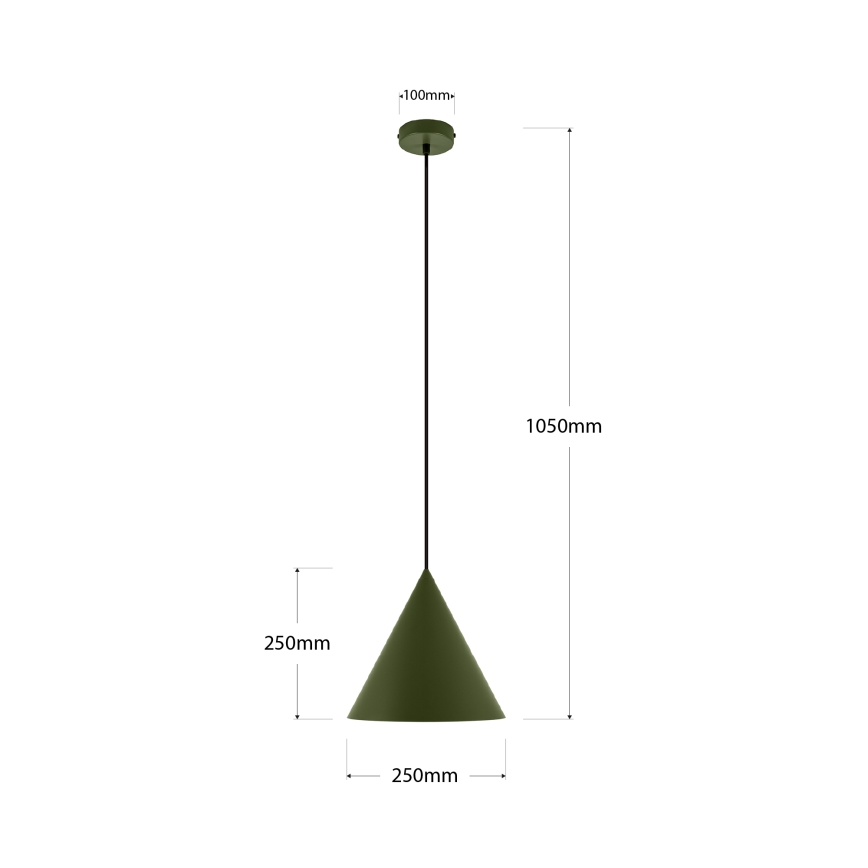 Lampa wisząca na przewodzie ETNA II 1xE27/15W/230V śr. 25 cm zielona