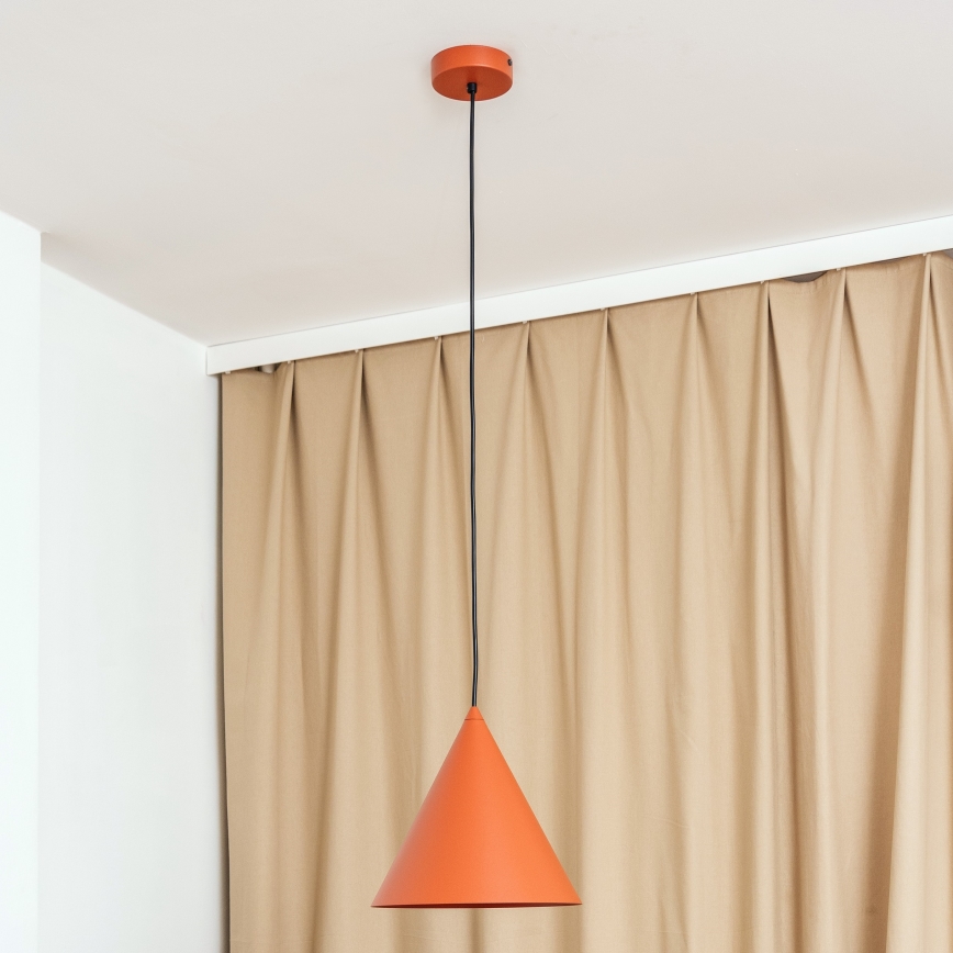 Lampa wisząca na przewodzie ETNA II 1xE27/15W/230V, średnica 25 cm, pomarańczowa