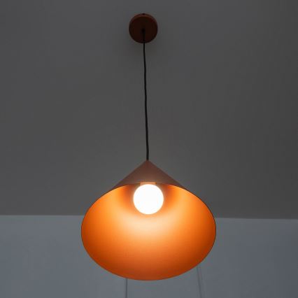 Lampa wisząca na przewodzie ETNA II 1xE27/15W/230V, średnica 25 cm, pomarańczowa