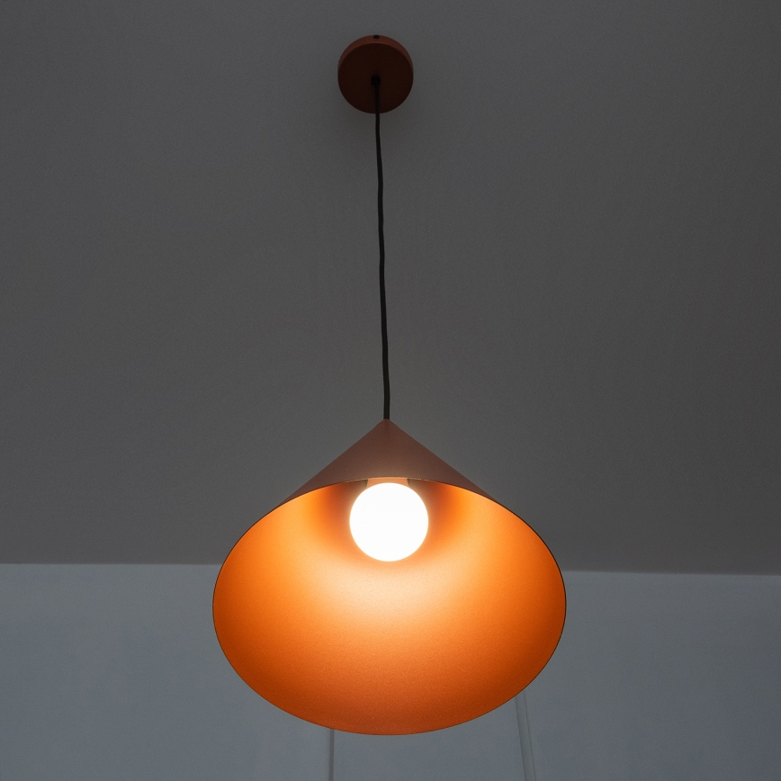 Lampa wisząca na przewodzie ETNA II 1xE27/15W/230V, średnica 25 cm, pomarańczowa