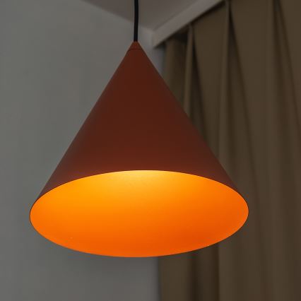 Lampa wisząca na przewodzie ETNA II 1xE27/15W/230V, średnica 25 cm, pomarańczowa