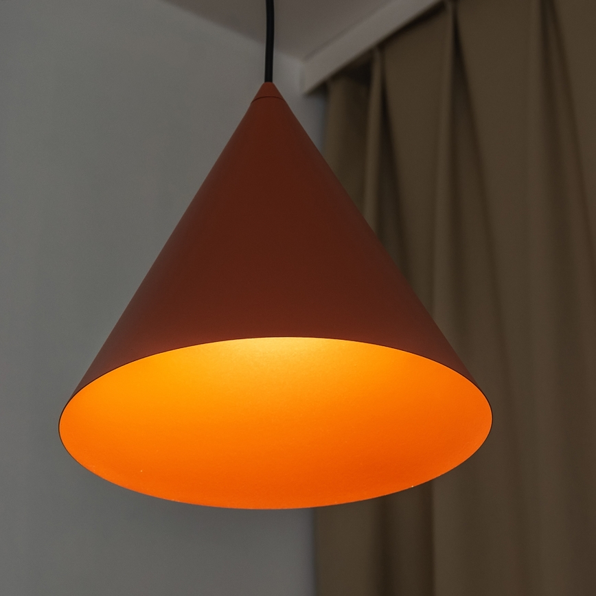 Lampa wisząca na przewodzie ETNA II 1xE27/15W/230V, średnica 25 cm, pomarańczowa