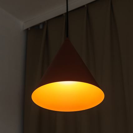 Lampa wisząca na przewodzie ETNA II 1xE27/15W/230V, średnica 25 cm, pomarańczowa