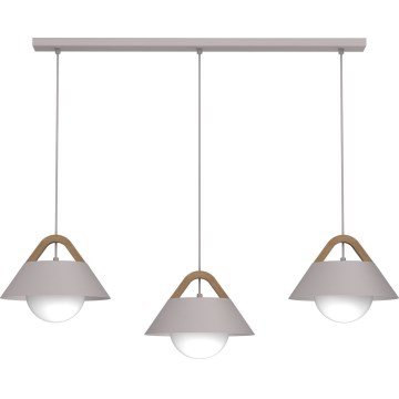 Lampa wisząca na przewodzie FUNDA 3xE27/15W/230V kremowa