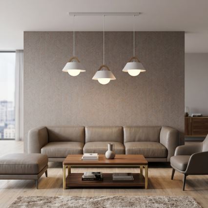 Lampa wisząca na przewodzie FUNDA 3xE27/15W/230V kremowa