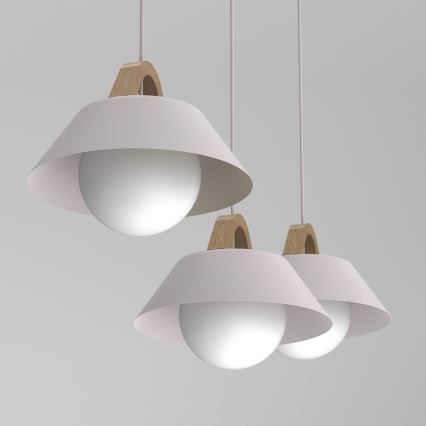 Lampa wisząca na przewodzie FUNDA 3xE27/15W/230V kremowa