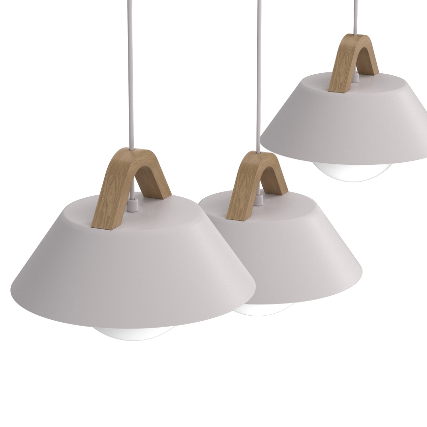 Lampa wisząca na przewodzie FUNDA 3xE27/15W/230V kremowa