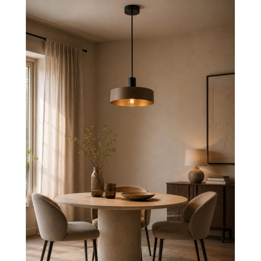 Lampa wisząca na przewodzie HAKI 1xE27/60W/230V brązowa/czarna