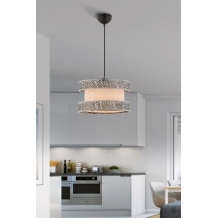 Lampa wisząca na przewodzie HALO 1xE27/60W/230V beżowa/szara