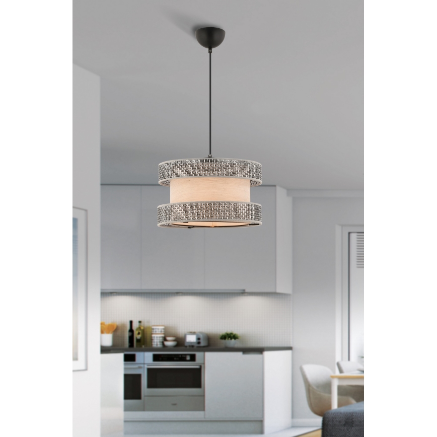 Lampa wisząca na przewodzie HALO 1xE27/60W/230V beżowa/szara