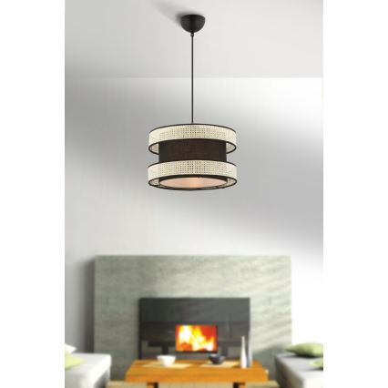 Lampa wisząca na przewodzie HALO 1xE27/60W/230V czarny/kremowy