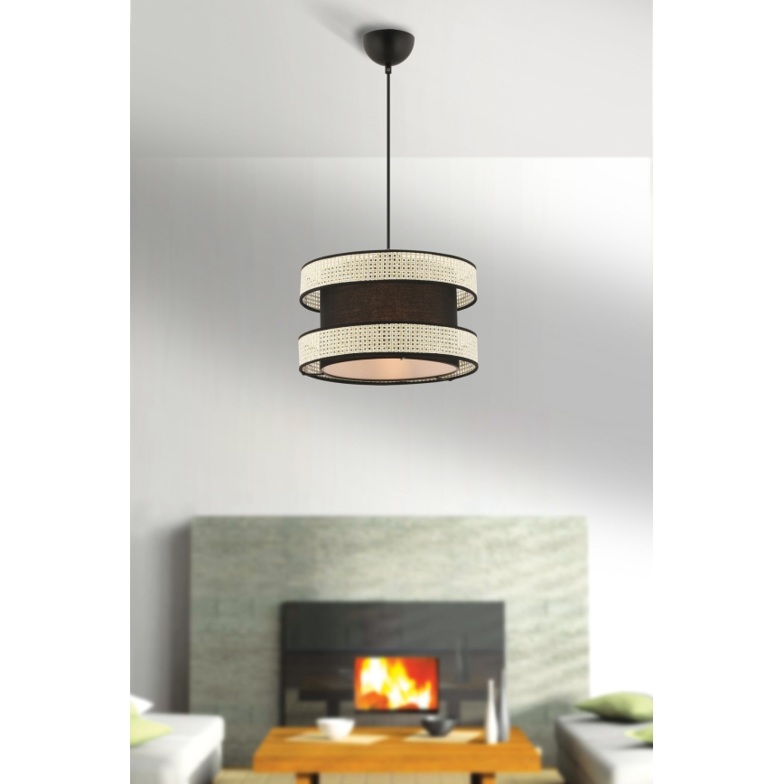 Lampa wisząca na przewodzie HALO 1xE27/60W/230V czarny/kremowy