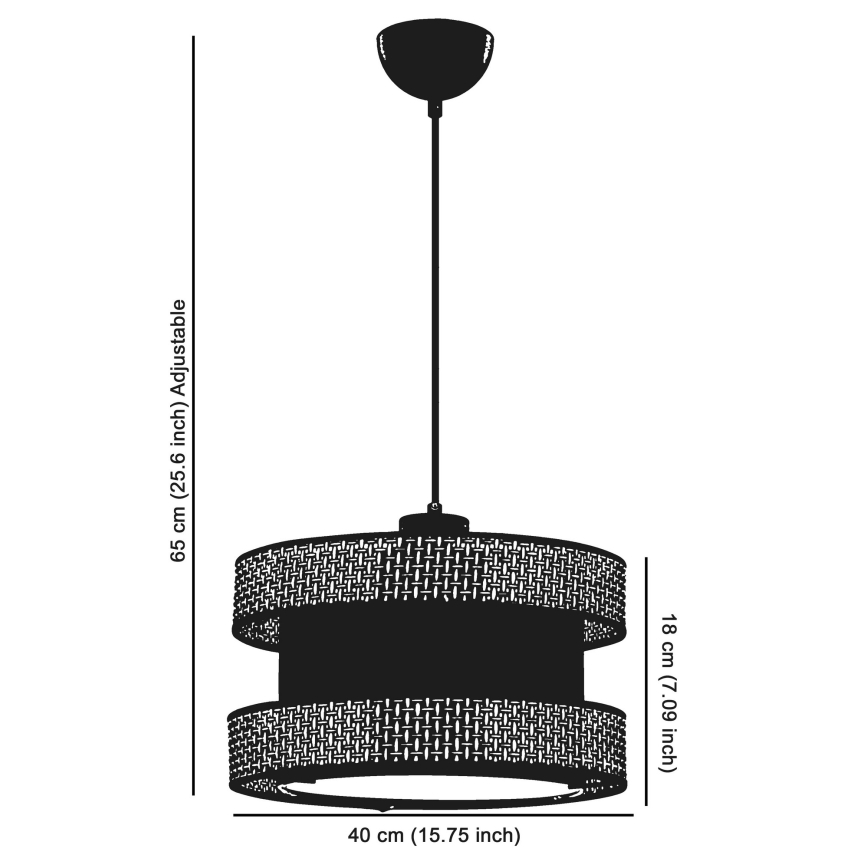 Lampa wisząca na przewodzie HALO 1xE27/60W/230V czarny/kremowy