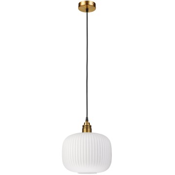 Lampa wisząca na przewodzie HECTOR 1xE27/15W/230V biały/mosiężny śr. 25 cm