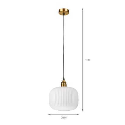 Lampa wisząca na przewodzie HECTOR 1xE27/15W/230V biały/mosiężny śr. 25 cm