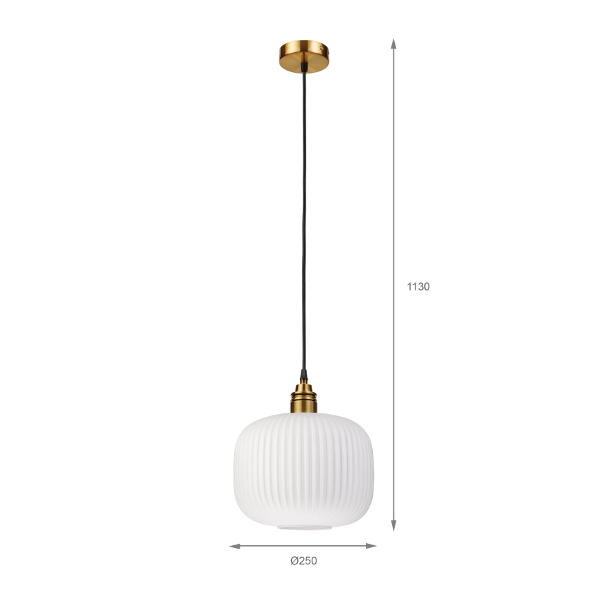 Lampa wisząca na przewodzie HECTOR 1xE27/15W/230V biały/mosiężny śr. 25 cm
