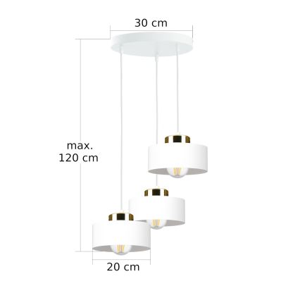Lampa wisząca na przewodzie IGNIA 3xE27/60W/230V biała