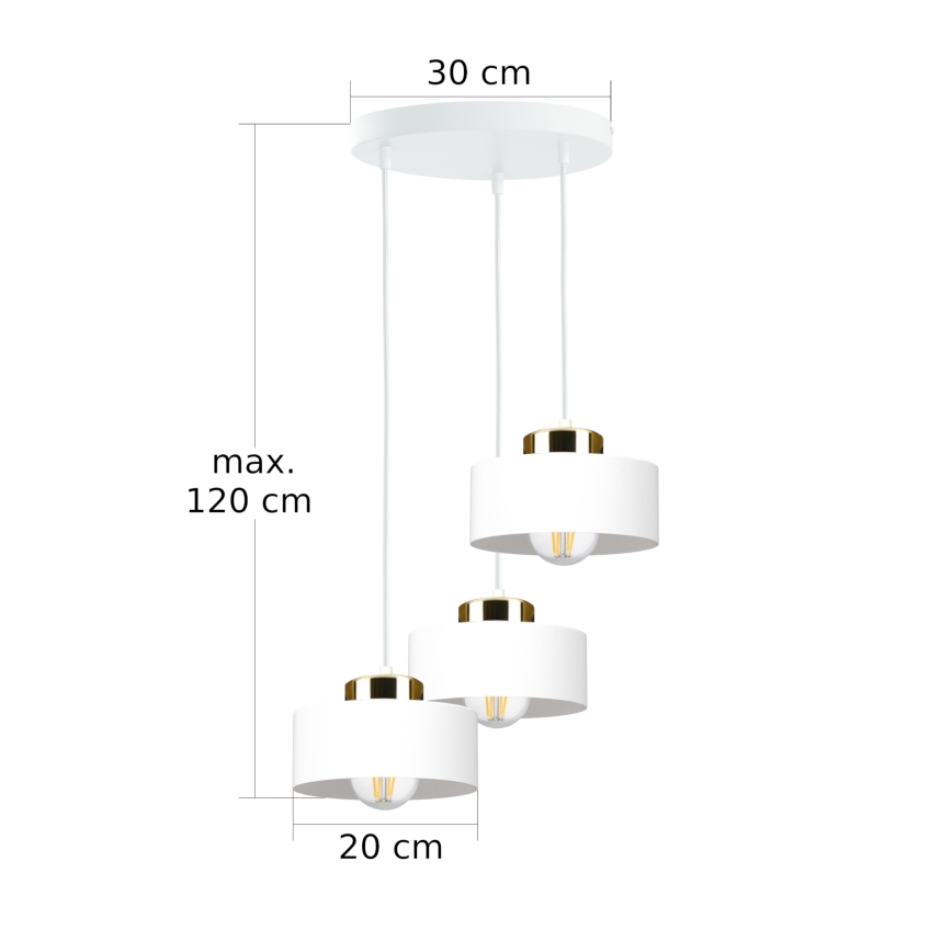 Lampa wisząca na przewodzie IGNIA 3xE27/60W/230V biała
