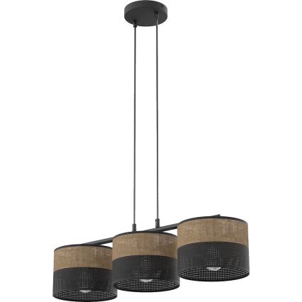 Lampa wisząca na przewodzie KARBON 3xE27/15W/230V czarna/brązowa