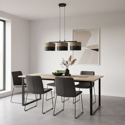 Lampa wisząca na przewodzie KARBON 3xE27/15W/230V czarna/brązowa