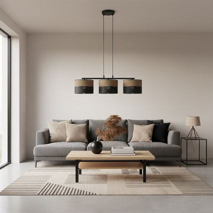 Lampa wisząca na przewodzie KARBON 3xE27/15W/230V czarna/brązowa