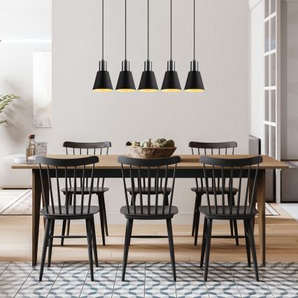 Lampa wisząca na przewodzie KEM 5xE27/40W/230V czarna