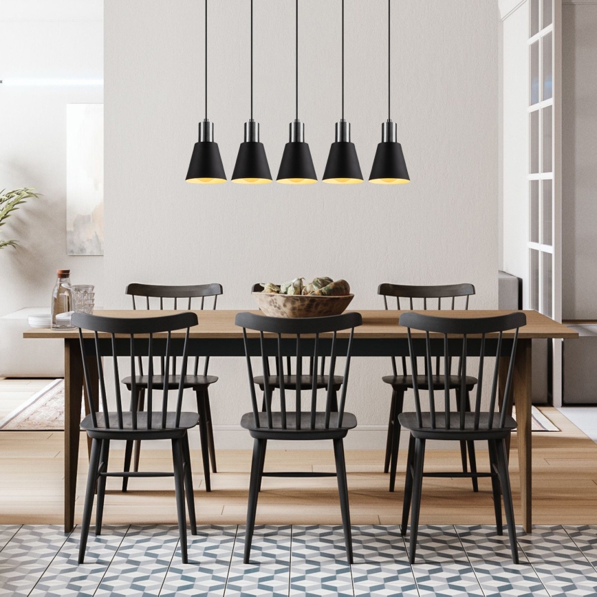 Lampa wisząca na przewodzie KEM 5xE27/40W/230V czarna
