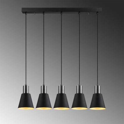 Lampa wisząca na przewodzie KEM 5xE27/40W/230V czarna