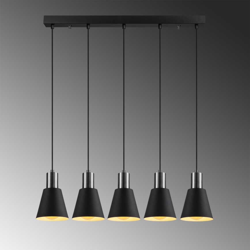 Lampa wisząca na przewodzie KEM 5xE27/40W/230V czarna