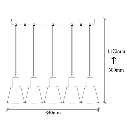 Lampa wisząca na przewodzie KEM 5xE27/40W/230V czarna